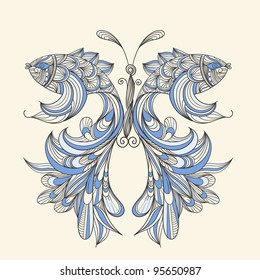 vector concept butterfly with wings - fishes, fishes can be used separately