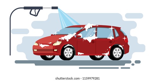 Vector concept for car washing service. Car wash service illustration.