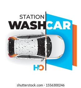 Vector concept for car washing service. Car wash service illustration.