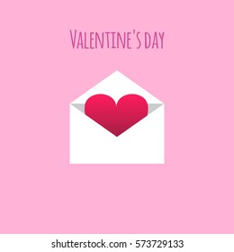 Vector concept card with open envelope and heart.