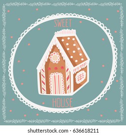 Vector concept card templates. Greeting card design. Gingerbread card. 