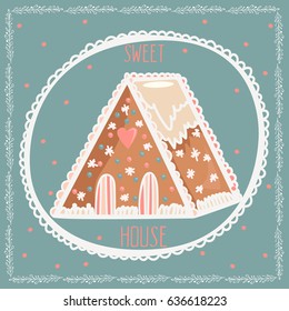 Vector concept card templates. Greeting card design. Gingerbread card. 
