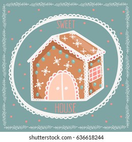 Vector concept card templates. Greeting card design. Gingerbread card. 