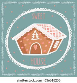 Vector concept card templates. Greeting card design. Gingerbread card. 