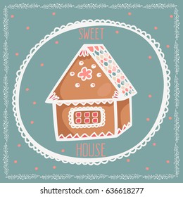 Vector concept card templates. Greeting card design. Gingerbread card. 