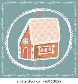 Vector concept card templates. Greeting card design. Gingerbread card. 