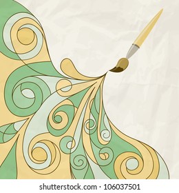 vector concept cartoon brush painting abstract background on crumpled paper texture eps 10, mesh