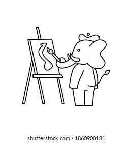 Vector concept character of elephant in outline style isolated on white background