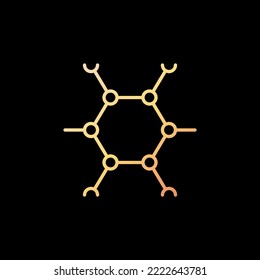 Vector Concept Chemistry Molecular Structure Yellow Outline Icon On Dark Background