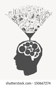 Vector concept of the child receiving the knowledge