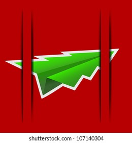 Vector concept of the Christmas tree and origami airplane. Eps10