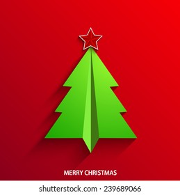 vector concept christmas tree and origami airplane. New year