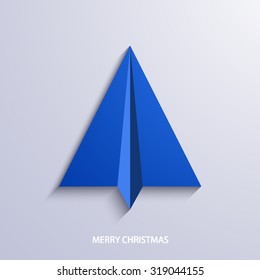 vector concept christmas tree and origami airplane. New year background