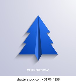 vector concept christmas tree and origami airplane. New year background