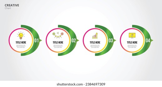 vector concept circle template. educational business steps with 4 arrows and a title where the content flow can be filled with time, level, description. Use for corporate business, web, presentations 