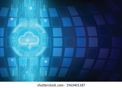 Vector concept cloud connection technology. Abstract digital technology blue background.
