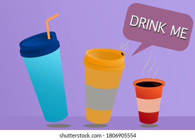 Vector Concept Kaffee in Tasse zum Mitnehmen.