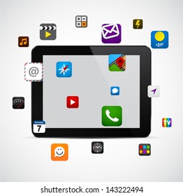 Vector concept communicator with app icons. Eps10.