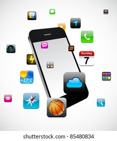 Vector Concept communicator with app icons.