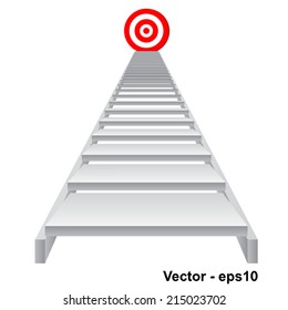 Concepto vectorial 3d escalada escalada a líder, jefe, promoción sobre el blanco rojo superior aislado sobre el fondo blanco, para carrera, negocio, éxito, logro, ganador, gol, paso, ascenso o victoria
