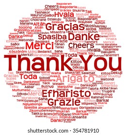 Vector concept conceptual abstract circle thank you word cloud in different languages or multilingual for education or Thanksgiving Day for appreciation, multicultural, friendship, tourism travel