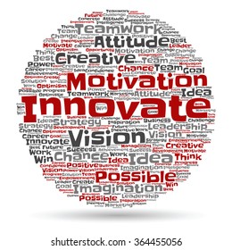 Vector concept or conceptual abstract creative business word cloud on white background, metaphor to teamwork, innovation, possible, creativity, leadership, management, successful, corporate, strategy