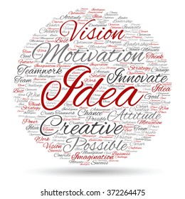 Vector concept or conceptual abstract creative business word cloud on white background