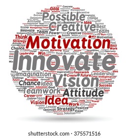 Vector concept or conceptual abstract creative business word cloud on white background, metaphor to teamwork, innovation, possible, creativity, leadership, management, successful, corporate, strategy