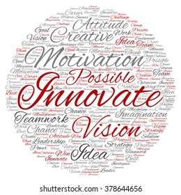 Vector concept or conceptual abstract creative business word cloud on white background, metaphor to teamwork, innovation, possible, creativity, leadership, management, successful, corporate, strategy