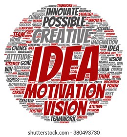 Vector concept or conceptual abstract creative business word cloud on white background, metaphor to teamwork, innovation, possible, creativity, leadership, management, successful, corporate, strategy