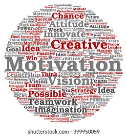Vector concept or conceptual abstract creative business word cloud on white background, metaphor to teamwork, innovation, possible, creativity, leadership, management, successful, corporate, strategy