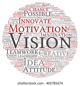 Vector concept or conceptual abstract creative business word cloud on white background, metaphor to teamwork, innovation, possible, creativity, leadership, management, successful, corporate, strategy