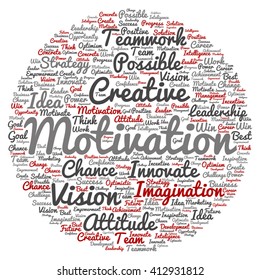 Vector concept or conceptual abstract creative business word cloud on white background, metaphor to teamwork, innovation, possible, creativity, leadership, management, successful, corporate, strategy