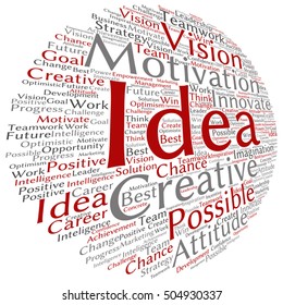 Vector concept or conceptual abstract creative business word cloud on white background metaphor to teamwork, innovation, possible, creativity, leadership, management, successful, corporate, strategy