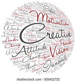 Vector concept or conceptual abstract creative business word cloud on white background metaphor to teamwork, innovation, possible, creativity, leadership, management, successful, corporate, strategy