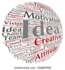 Vector concept or conceptual abstract creative business word cloud on white background metaphor to teamwork, innovation, possible, creativity, leadership, management, successful, corporate, strategy