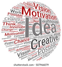 Vector concept or conceptual abstract creative business word cloud on white background metaphor to teamwork, innovation, possible, creativity, leadership, management, successful, corporate, strategy