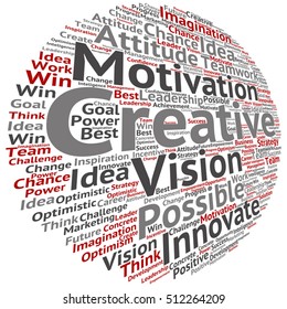 Vector concept or conceptual abstract creative business word cloud on white background metaphor to teamwork, innovation, possible, creativity, leadership, management, successful, corporate, strategy