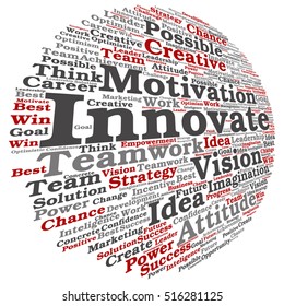 Vector concept or conceptual abstract creative business word cloud on white background metaphor to teamwork, innovation, possible, creativity, leadership, management, successful, corporate, strategy