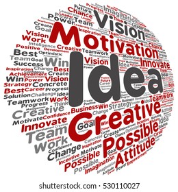 Vector concept or conceptual abstract creative business word cloud on white background, metaphor to teamwork, innovation, possible, creativity, leadership, management, successful, corporate, strategy