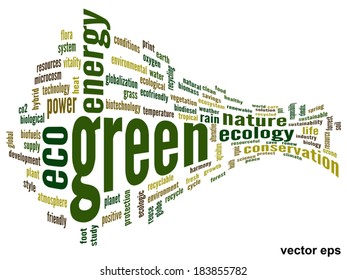 Vector concept or conceptual abstract green ecology and conservation word cloud text on white background, metaphor to environment, recycle, earth, alternative, protection, energy, eco friendly or bio