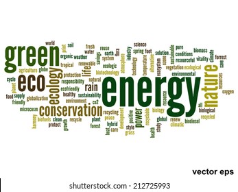 Vector concept or conceptual abstract green ecology and conservation word cloud text on white background, metaphor to environment, recycle, earth, alternative, protection, energy, eco friendly or bio