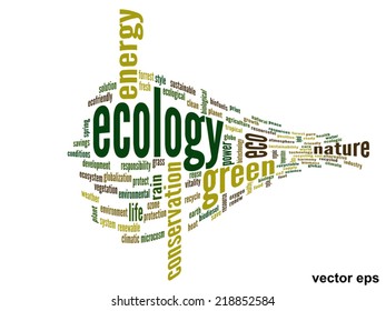 Vector concept or conceptual abstract green ecology and conservation word cloud text on white background, metaphor to environment, recycle, earth, alternative, protection, energy, eco friendly or bio