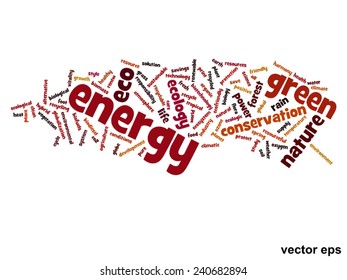 Vector concept or conceptual abstract green ecology and conservation word cloud text on white background, metaphor to environment, recycle, earth, alternative, protection, energy, eco friendly or bio