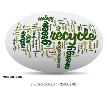 Vector concept or conceptual abstract green ecology and conservation word cloud text on white background, metaphor to environment, recycle, earth, alternative, protection, energy, eco friendly or bio