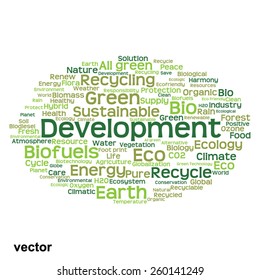 Vector concept or conceptual abstract green ecology and conservation word cloud text on white background, metaphor to environment, recycle, earth, alternative, protection, energy, eco friendly or bio