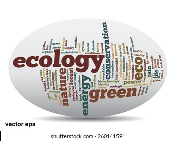 Vector concept or conceptual abstract green ecology and conservation word cloud text on white background, metaphor to environment, recycle, earth, alternative, protection, energy, eco friendly or bio