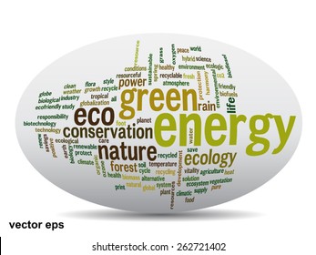 Vector concept or conceptual abstract green ecology and conservation word cloud text on white background, metaphor to environment, recycle, earth, alternative, protection, energy, eco friendly or bio