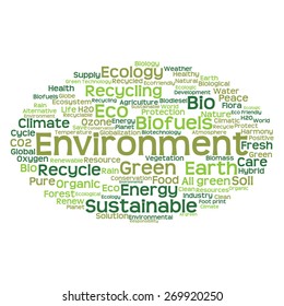 Vector concept or conceptual abstract green ecology and conservation word cloud text on white background, metaphor to environment, recycle, earth, alternative, protection, energy, eco friendly or bio