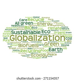 Concepto vectorial o ecología verde abstracta conceptual y conservación palabra en nube texto sobre fondo blanco, metáfora al medio ambiente, reciclar, tierra, alternativa, protección, energía, eco-amigable o bio